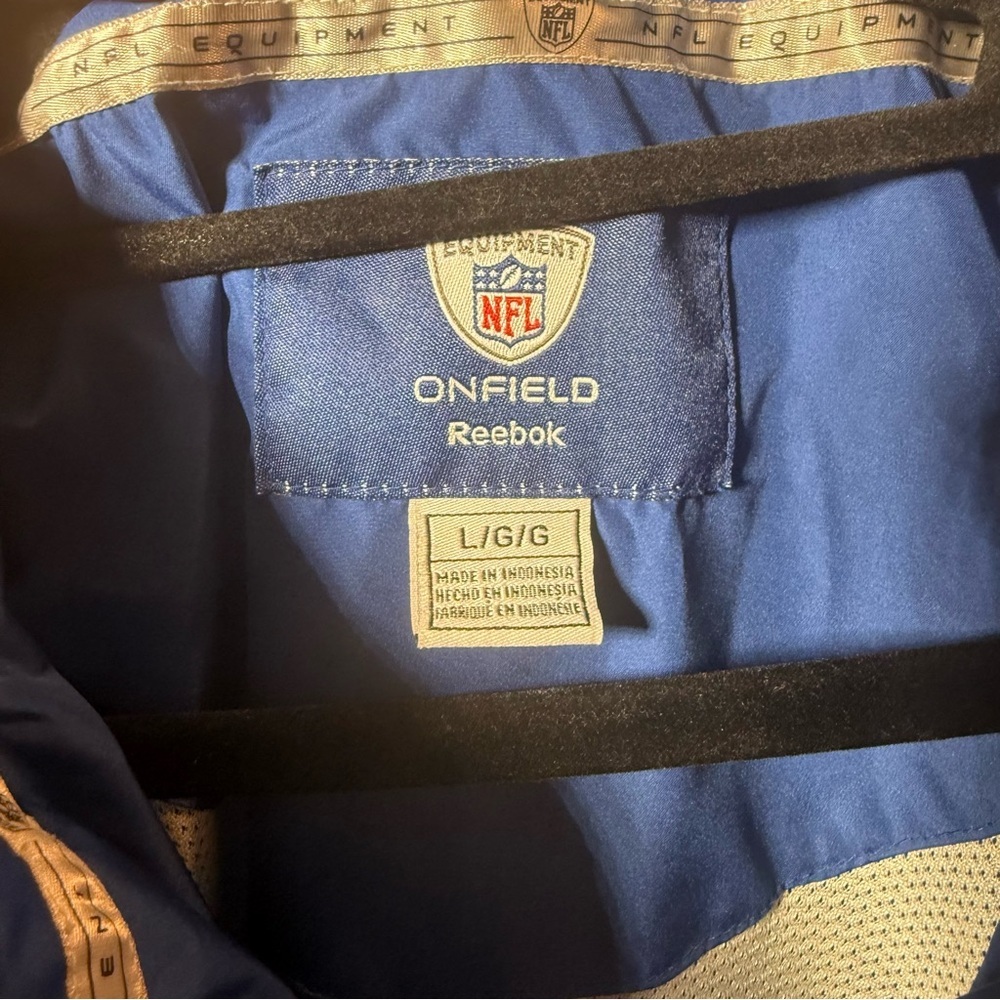 Rare Reebok On Field NFL Equipment Blue Adult L windbreaker/Jacket - Picture 4 of 5